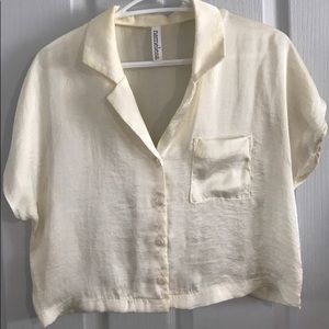 Silk Button Up Crop Top
